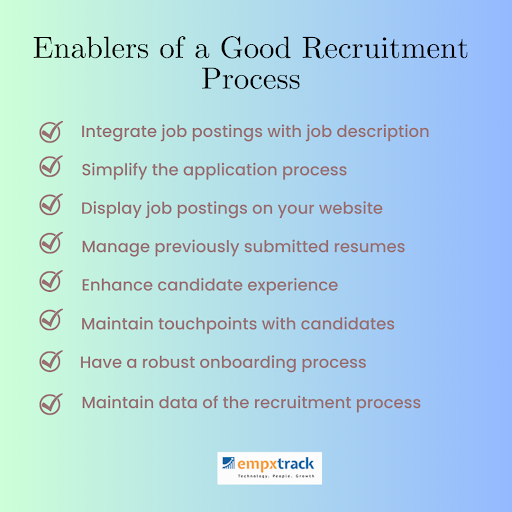 Enablers of a good recruitment process
