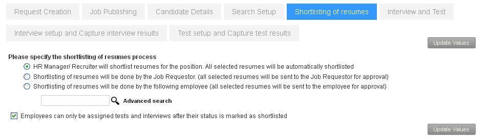 Configure Shortlisting of Resumes