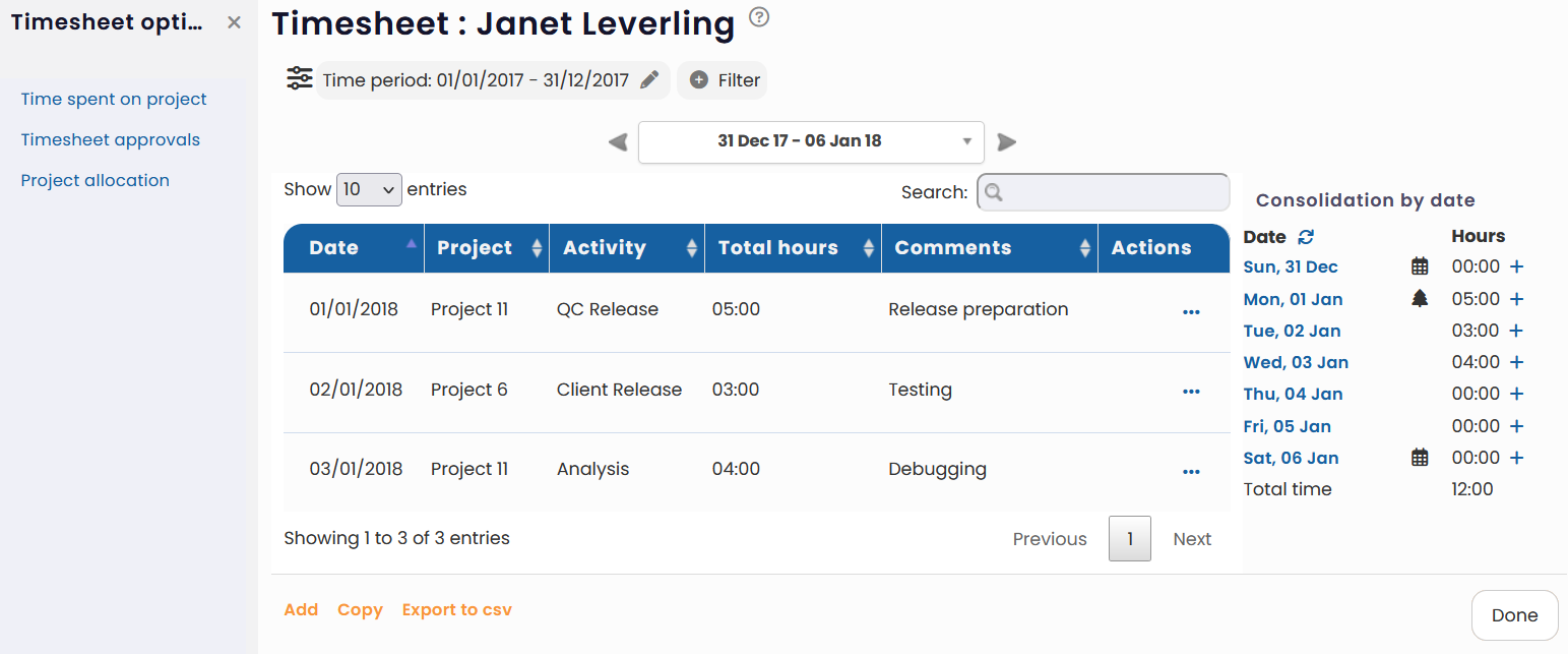 View Subordinate's Timesheet - Empxtrack