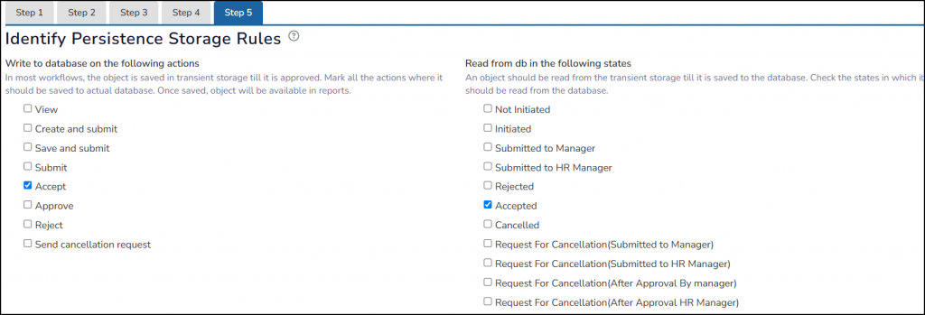 Manage workflow persistence storage rules