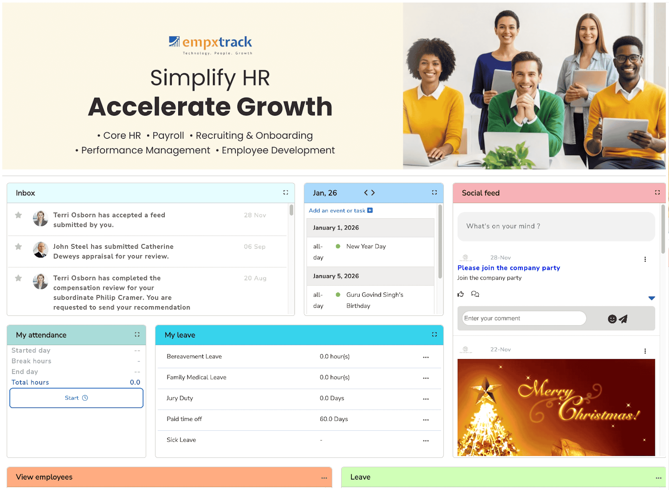 Global HR Software empxtrack-hr-dashboard-user-friendly-portal