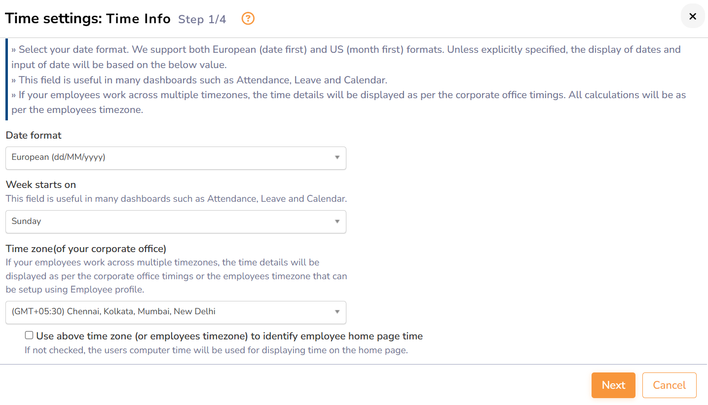 time settings time settings