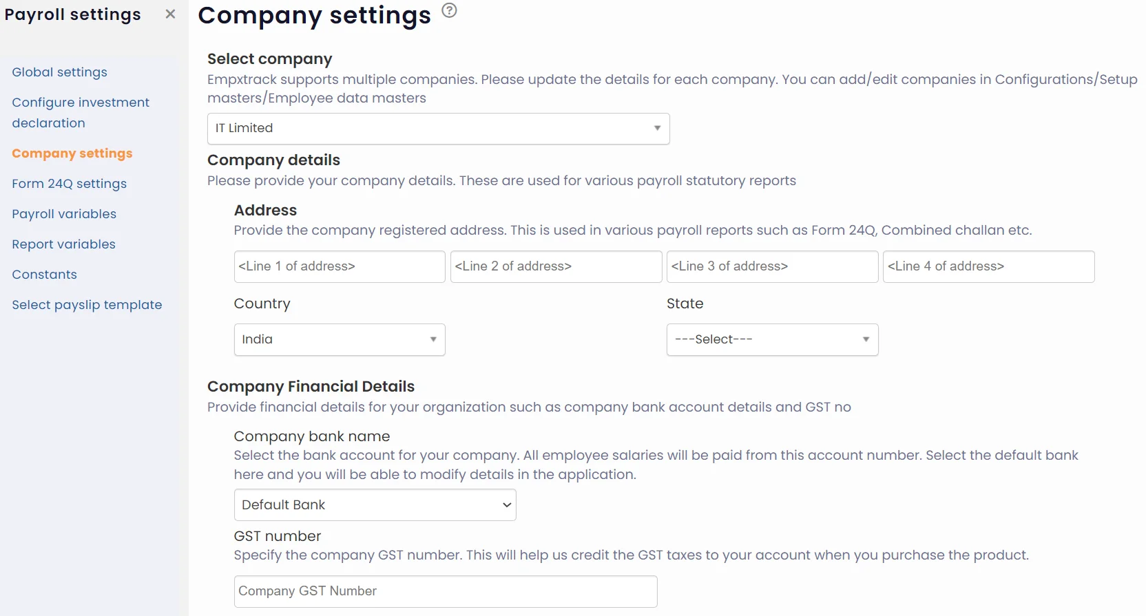 Configure Company Settings for Payroll - Empxtrack