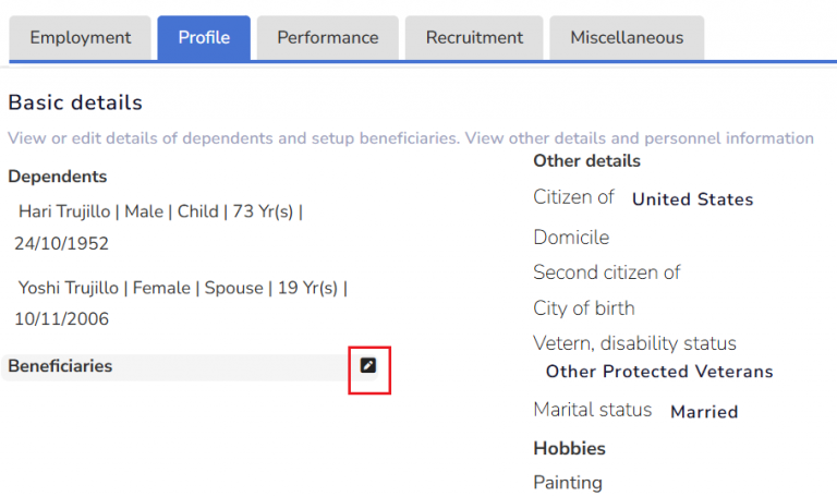 Edit Beneficiary Information - Empxtrack