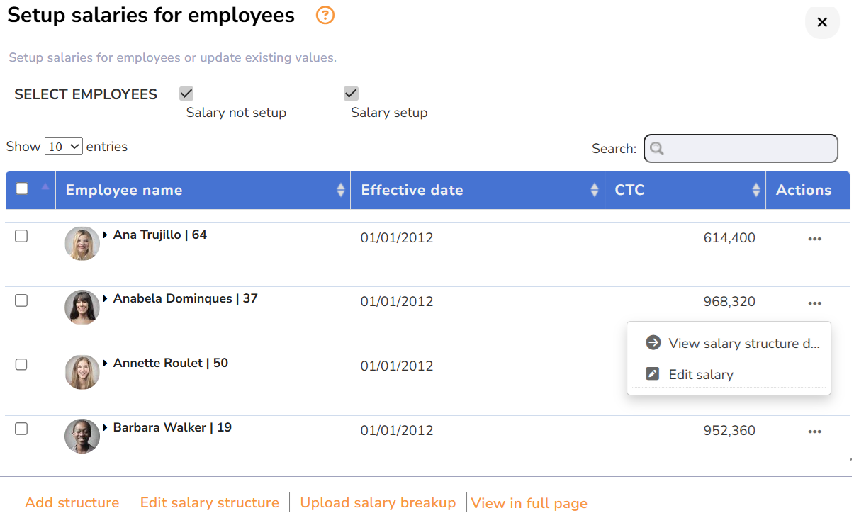 Assign Salary Structure to Employees - Empxtrack